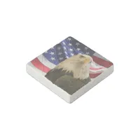 American Bald Eagle and Flag Stone Magnet