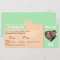 Peach & Mint Boarding Pass Bridal Shower Invitation