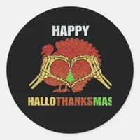 Happy Hallothanksmas Fun Holiday Season Mashup Classic Round Sticker