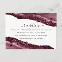 Burgundy and Gold Agate Wedding Reception Enclosure Card