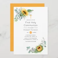 Boho Sunflower Eucalyptus Holy Communion Invitation