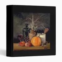 Autumn Decorations on Table, Pumpkin, Fruit, Drink 3 Ring Binder