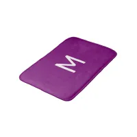 Minimalistic White Monogram on Purple Bath Mat