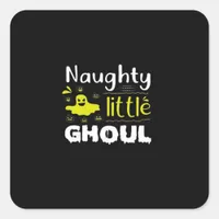 Naughty Little Ghoul Funny Halloween Design Square Sticker
