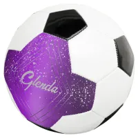 Modern Purple Brushed Metal with Silver Monogram | Soccer Ball