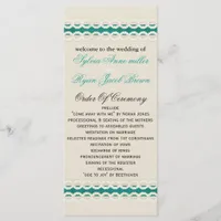 Teal Rustic burlap and lace country wedding Program