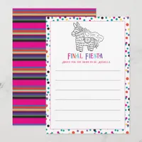 Colorful Final Fiesta Bridal Piñata Bachelorette Advice Card