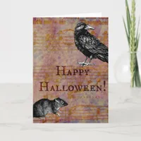 Happy Halloween Mouse and Crow Card