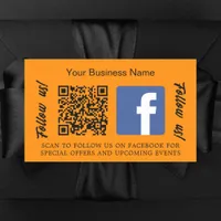 Orange business name qr code Facebook Rectangular Sticker