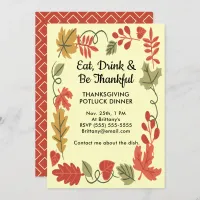 Thanksgiving Potluck Family Dinner Yellow Invite