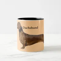 Cute Brown Dachshund Dog  Two-Tone Coffee Mug