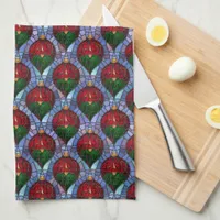Christmas Ornament Red Green Blue Stained Glass  Kitchen Towel