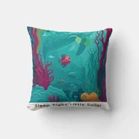 Modern Whimsical Undersea Wonderland Blue Nursery Throw Pillow