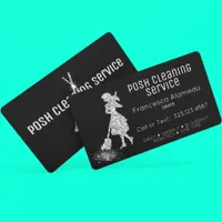 Cleaning Service Black + Metallic Silver Template Business Card