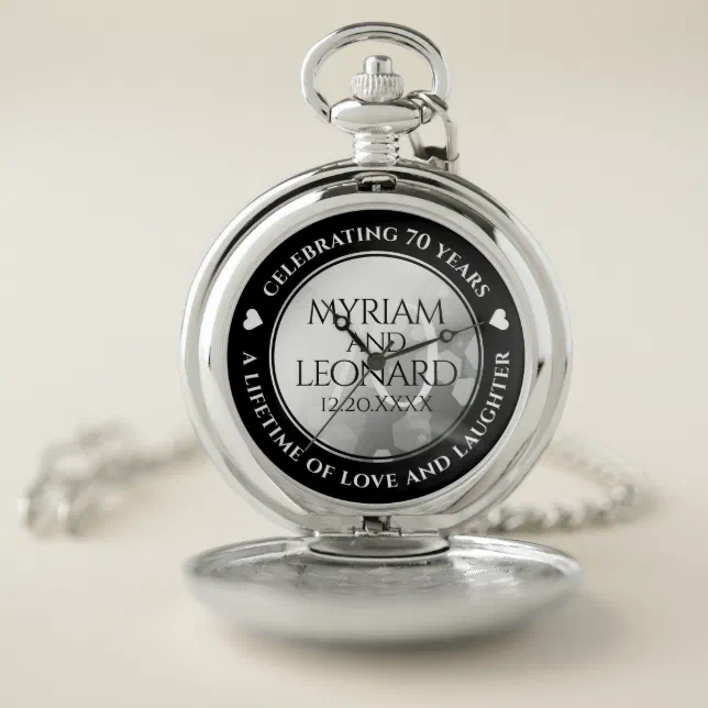 Elegant 70th Platinum Wedding Anniversary Pocket Watch