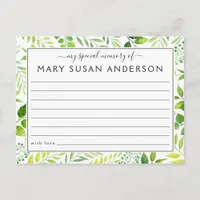 Botanical Share a Memory Funeral Attendance Card