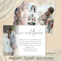 Elegant Script 6 Photos Wedding Love Thanks Card