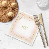 Fine Lines Gold Abstract Wedding V3 Blush ID867 Napkins