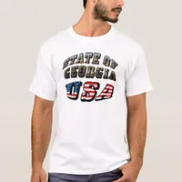 State of Georgia and USA Flag Text T-Shirt