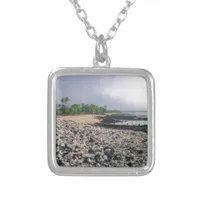 Punaluʻu Black Sand Beach Hawaii Big Island Silver Plated Necklace