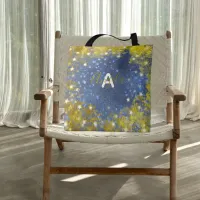 Fancy Chic Starry Glittery Blue And Gold Girly Tote Bag