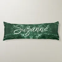 Green Marble Simple Monogram Name | Body Pillow