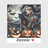 Grab a Broom | Witch Themed Halloween Party Sticker