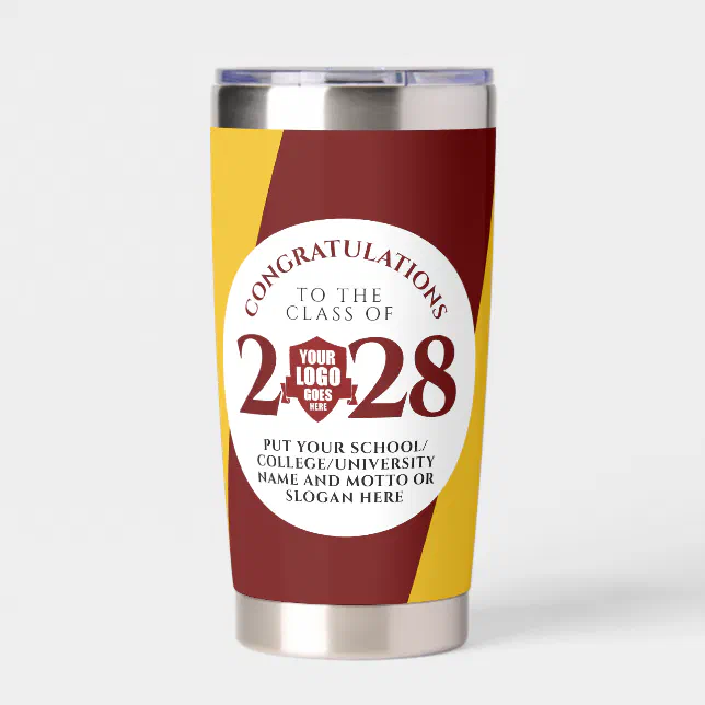 Red Gold School College University Graduation Insulated Tumbler