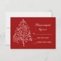 Red Christmas Tree Winter Wedding RSVP