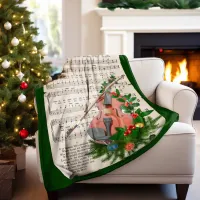 Small Christmas Violin Vintage Sheet Music  Fleece Blanket