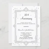 Art Deco silver 25th diamonds wedding anniversary Invitation