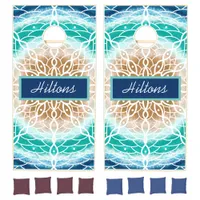 Beach Ocean Blue Mandala   Cornhole Set