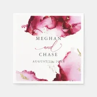Ethereal Ruby Red and Pink Abstract Napkins