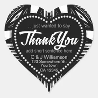 Black White Modern Tribal Thank You Heart Heart Sticker