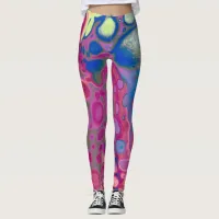 Purple, blue and pink Digital Modern Abstract   Leggings