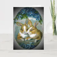 Vintage Easter Bunnies Textured Image, ZSSG Holiday Card