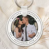 Custom Photo Newlywed Couple Name Est Date Wedding Keychain
