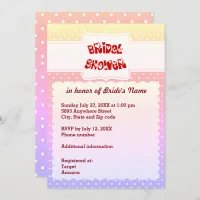 Yellow Pink Blue & White Dots Heart Bridal Shower Invitation