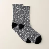 Grey Triathlete Cyclist Bike Wheels Pattern Socks