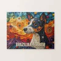 Brazilian Terrier Paper Quilling Art Dog Portrait Jigsaw Puzzle