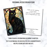 Stained Glass Animal Rescue Organization Black Cat Thank You Card