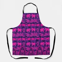 Indian Elephant Pink Purple Animal Pattern Apron