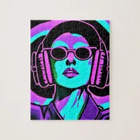 Woman in Headphones AI Art Jigsaw Puzzle