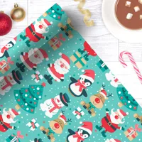 Santa Friends Cute Holiday Christmas Wrapping Paper