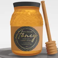 Modern Gold Charcoal Honeycomb Honey Apiary Label