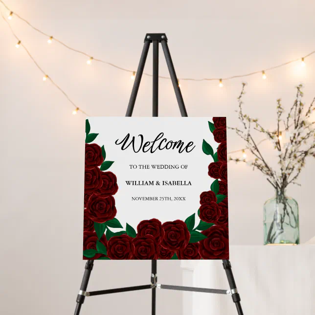 Romantic red roses fall / outdoor wedding foam board