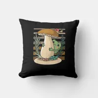 Cottagecore Mushroom Forest Toad Goblincore Mycolo Throw Pillow