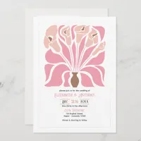 Peony & Mocha Abstract Floral Boho Wedding Invitation