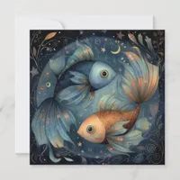 Pisces Fish Zodiac Astrology Celestial Birthday Card