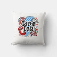 Baseball Game Day Retro Tis The Season Checkered Throw Pillow